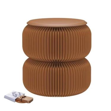 Imagem de Folding Paper Stool Tamborete de papel dobrável portátil, sofá em forma de nuvem criativa e cadeira de lazer, usado para mesa de centro e armazenamento(Brown,38x40cm/14.96x15.74in)