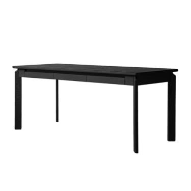 Imagem de Mesa de estudo simples e moderna com gaveta, mesa de jantar para laptop de madeira preta fosca para escritório em casa
