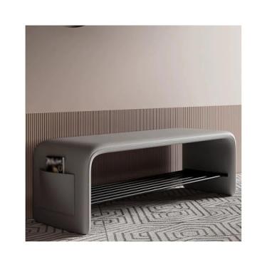 Imagem de KEG801302 Banqueta moderna para troca de sapatos, armário de sapatos, banco de duas finalidades, banco de cabeceira simples para sentar decorativo (cinza, pequeno)