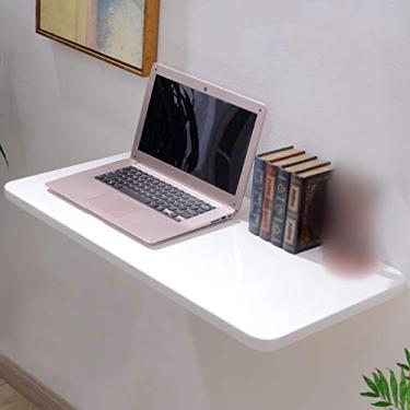 Imagem de Mesa flutuante de parede de madeira maciça, mesa de jantar dobrável para cozinha, mesa de computador multifuncional, laptop, bancada de lavanderia, com acessórios completos, 18 tamanhos, branca (100 x