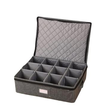 Imagem de MotiveTech Caixa Organizadora para Canecas e Copos, com Divisórias Acolchoadas em Tecido Oxford, Empilhável e Ideal para Guardar Copos, Canecas de Café Xícaras