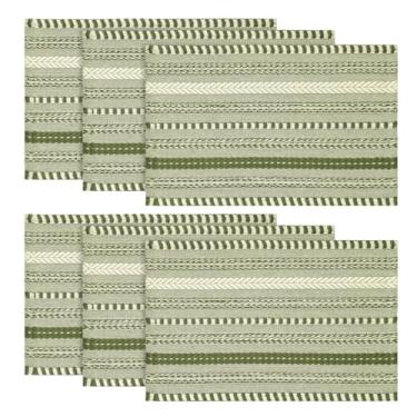 Imagem de Artoid Mode Jogo americano verde exército com listras trançadas, conjunto de tapetes de mesa sazonais de 6,30 x 45,7 cm, decoração de festa, cozinha, jantar