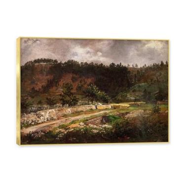 Imagem de NHLDZYH Moldura dourada. Reprodução de arte famosa de J.C. Dahl, arte em tela de paisagem romântica nórdica, decoração de parede elegante para sala de estar, escritório, pronta para pendurar