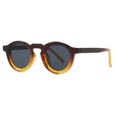 Imagem de Óculos de Sol UV400 - Armação Pequena Redonda Estampa Punk de Leopardo para Homens e Mulheres, Esportes ao Ar Livre, Corrida, Ciclismo, Cor Preto Chá