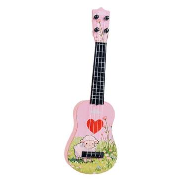 Imagem de YIJU Ukulele de brinquedo infantil, guitarra musical de 4 cordas, 16,5 polegadas, para crianças iniciantes, Rosa