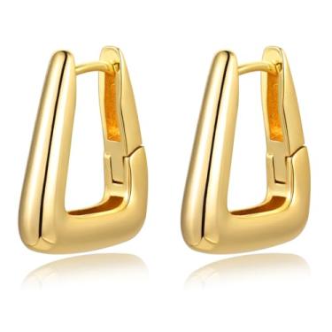 Imagem de LOMISS BRINCO FOLHEADO A OURO 18K QUADRADO LISO (Dourado, GRANDE)