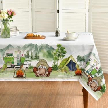Imagem de Horaldaily Toalha de mesa de acampamento, retangular de 152 x 300 cm, capa de mesa de acampamento, decoração de barraca de fogueira para acampamento, festa de aniversário, piquenique, caminhada