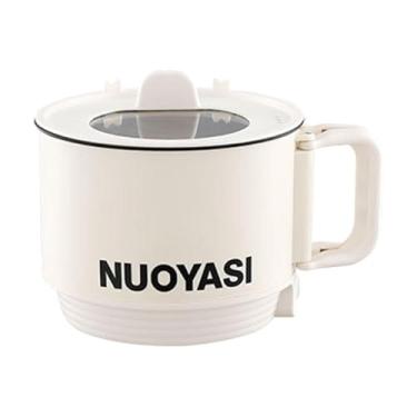 Imagem de KiBcsLic Mini Panela Elétrica Portátil com Duas Opções de Alimentação para Dormitório e Escritório, Cozinha Macarrão Rápido, Arroz, Bolinhos e Ensopados, 1,8, Branco