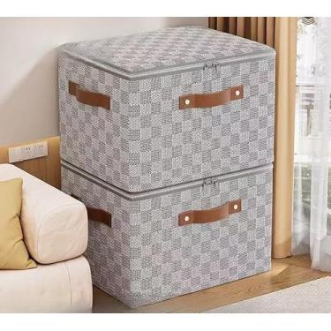 Imagem de Caixa Organizadora de Roupas com Zíper Dobrável – Grande Capacidade para Colchas, Cobertores e Brinquedos(KIT2 P 40CM*30CM*21CM)