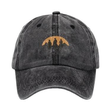 Imagem de Boné Leve Estilo Vintage Com Silhueta De Cowboy Ocidental E Padrão De 