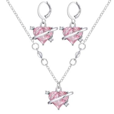 Imagem de IFKM Conjunto de joias banhado a ouro para mulheres, gargantilha, colar, brincos pendurados, conjunto de anéis para formatura, dia dos namorados, aniversário, amizade, presentes, adjustable, Latão