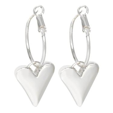 Imagem de Brincos de coração para mulheres, joias de coração para dia dos namorados, argola de ouro, pingente, pingente, para mulheres, hipoalergênicos, modernos, minimalistas, joias, One Size