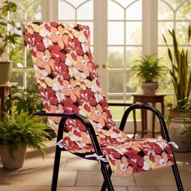 Imagem de Capa Protetora para Cadeira Espreguiçadeira 1 Lugar Estampa Floral Poliéster Acab Matelassado Durável e Resistente Vermelho