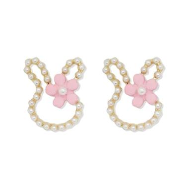 Imagem de Brincos de Páscoa para mulheres, brincos de coelhinho coloridos de madeira, brincos de coelho, flor de pérola, para meninas, cesta de Páscoa, ovos, brincos de gota de animal, brincos de gota de