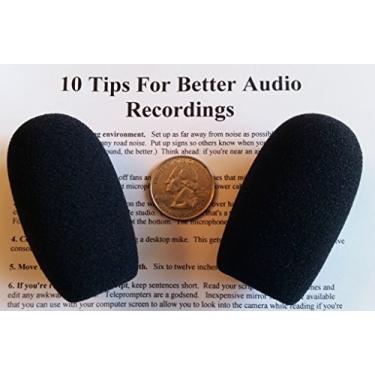 Imagem de Compete Audio Pára-brisas grandes de espuma para microfone CA555 da Compete Audio (capas de microfone) (pacote com 2) para uso com microfones de minicarma, fones de ouvido maiores e microfones de mesa