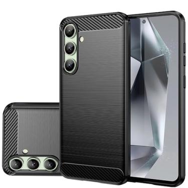 Imagem de Gufuwo Capa para Galaxy S24 FE, para Samsung S24FE SM-S721U, capa fina fina de fibra de carbono TPU capa traseira macia antiarranhões à prova de choque capa protetora para Samsung Galaxy S24 FE preta
