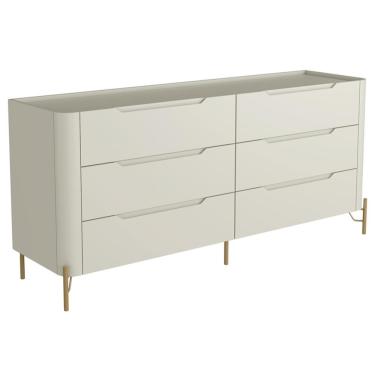 Imagem de Cômoda Para Quarto Closet Orgânica 6 Gavetas Pés Industrial Dourado Bliss I03 Luna - Lyam Decor