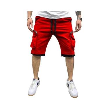 Imagem de Bermudas Cargo Masculinas Amarelas De Verão Em Algodão Respirável Para