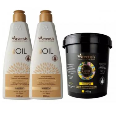Imagem de Kit Arvensis 2 Shampoo Tec Oil + 1 Máscara 2x1 Cachos 450g