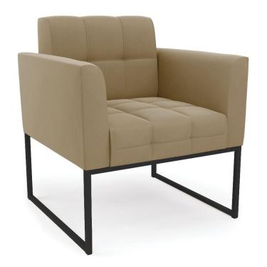 Imagem de Poltrona Elisa Suede Marrom Rato Base Metálica Industrial Preto - D'rossi