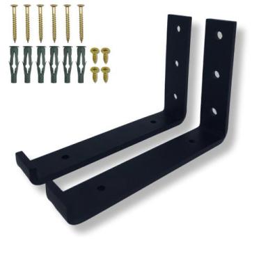 Imagem de 2 Suporte Mão Francesa 15cm Formato Em L Para Prateleira Fixação De Pa