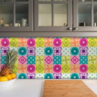 Imagem de Papel De Parede Infantil Azulejo Geométrico Vivo