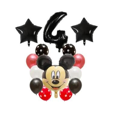 Imagem de Balões Mickey E Minnie Mouse 14pcs Balões De Número Em Folha De Látex 