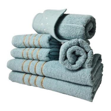 Imagem de Jogo De Toalhas 2 Banho 2 Rosto 2 Piso - 6 Pçs Montreal 100% Algodão - Verde Claro