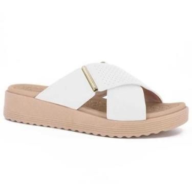 Imagem de Tamanco Feminino Anabela Couro Branco Usaflex MA10003-Feminino