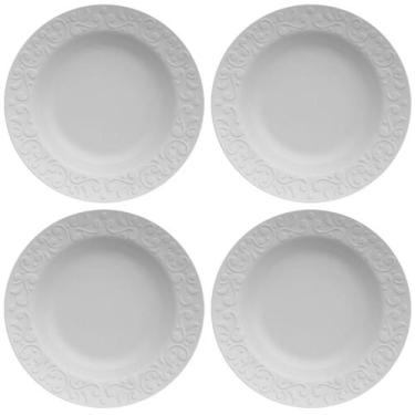 Imagem de Jogo 4 Pratos Fundos Redondos 23,5cm em Porcelana com Relevo Tassel Ge