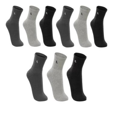 Imagem de Lupo Meia 3245 Kit 9 Pares Algadão Cano Médio, Preto, Cinza, Cinza esc