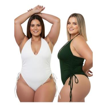 Imagem de Kit 2 Body Plus Size Maiô Feminino Suplex Sem Bojo Praia - NoBrand, Br