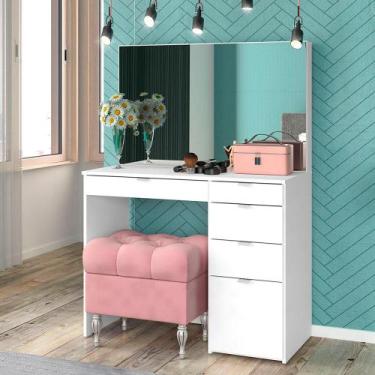 Imagem de Penteadeira com Espelho Linden 5 Gavetas Branca - Modern