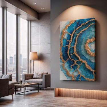 Imagem de Quadros Decorativos Geodo Azul 130x90 Moderno Luxo Sala Quarto Escritó