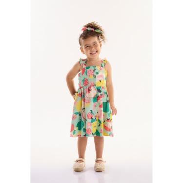 Imagem de Vestido Infantil em Viscolinho Pomar Feliz Três e Já, Verde, 2