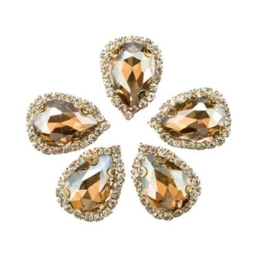 Imagem de Strass De Fundo Dourado Com 4 Furos Para Costurar, Cristal De Vidro, A