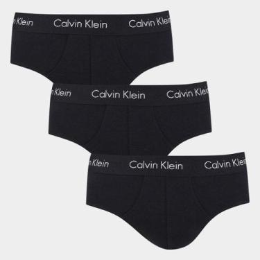Imagem de Kit Cueca Slip Calvin Klein 3 Peças, Preto, Off white, GG