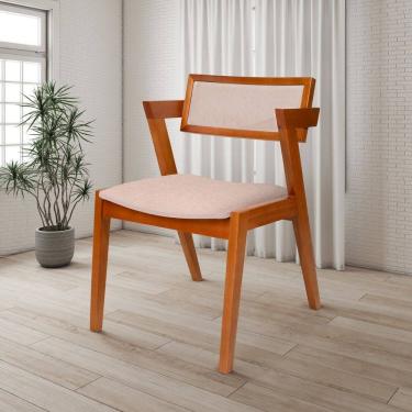 Imagem de Kit 8 Cadeiras Madeira Maciça e Estofada Ímola Authentic Espresso Móveis Champagnhe/Bege