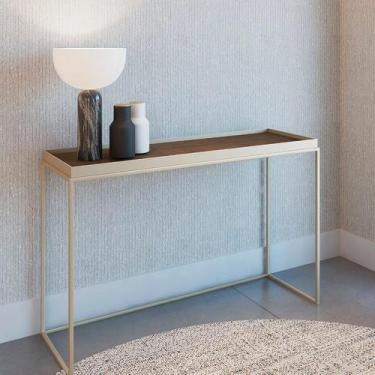 Imagem de Aparador para Sala de Estar em Aço Rio com Vidro 120cm Champagne / Rec