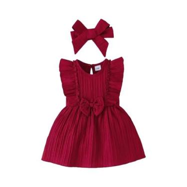 Imagem de Vestido De Natal Sem Mangas Com Laço Para Bebês Recém-nascidos, Roupa 