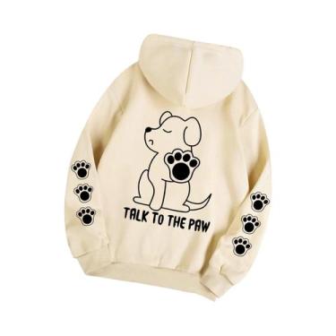 Imagem de Moletom Feminino Quente De Lã Com Estampa Divertida De Cachorro, Blusa