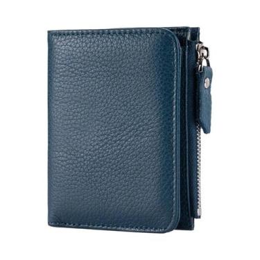 Imagem de Carteira Feminina Fina De Couro Genuíno Com Bloqueio RFID, Porta-Cartõ