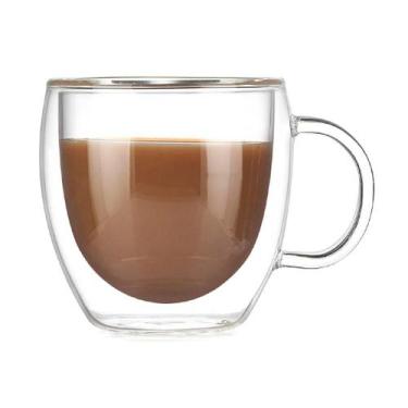 Imagem de Kit 6 Jogo De Xícara Vidro Duplo Caneca Parede Dupla 80ml Café Parede 