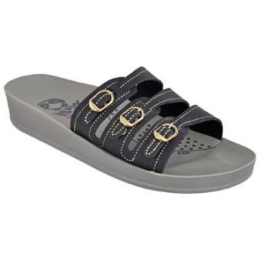 Imagem de Sandália Casual Feminino Ortopédica 3 Fivelas Anatômica Confortável-Feminino