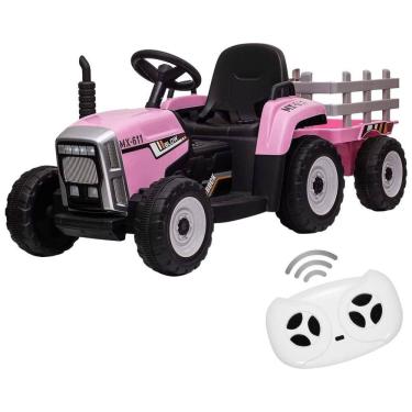 Imagem de Trator Elétrico Infantil com Faróis LED, Rodas Resistentes e Design Realista - Rosa Claro, Ideal para Crianças de 3 a 6 Anos