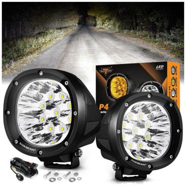 Imagem de Farol de Milha LED Offroad com 9000 Lúmens e Luz Branca 32V, 90W, 2Un, Auxbeam, Preto