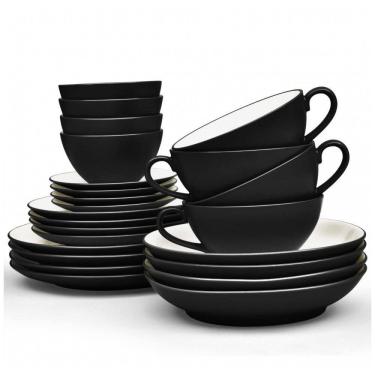 Imagem de Aparelho de Jantar para Todas as Ocasiões com 24 Peças, Formato Redondo e Material de Cerâmica, Noritake, Preto
