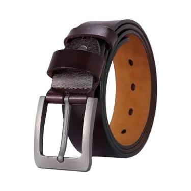 Imagem de Cinto Masculino plus Size De Couro Genuíno Com Fivela Para Jeans, Comp
