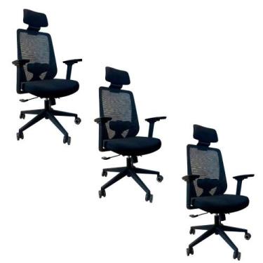 Imagem de Kit 3 Cadeiras De Escritório Oficial Comfort Max Nr17 - Oficial Websho