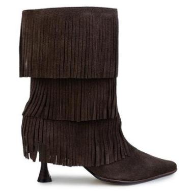 Imagem de Bota Feminina Cecconello Camurça Franjas Marrom - 2905-Feminino